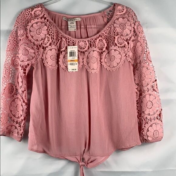 American Rag Tops - American Rag rose lace blouse.
